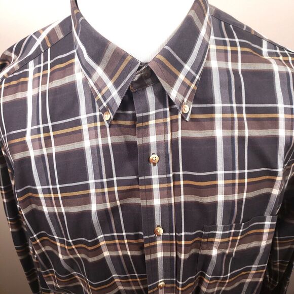 Jos A Bank Shirt Mens XL Traveler  Button Down Long Sleeve Earth Tones Brown - Picture 1 of 9